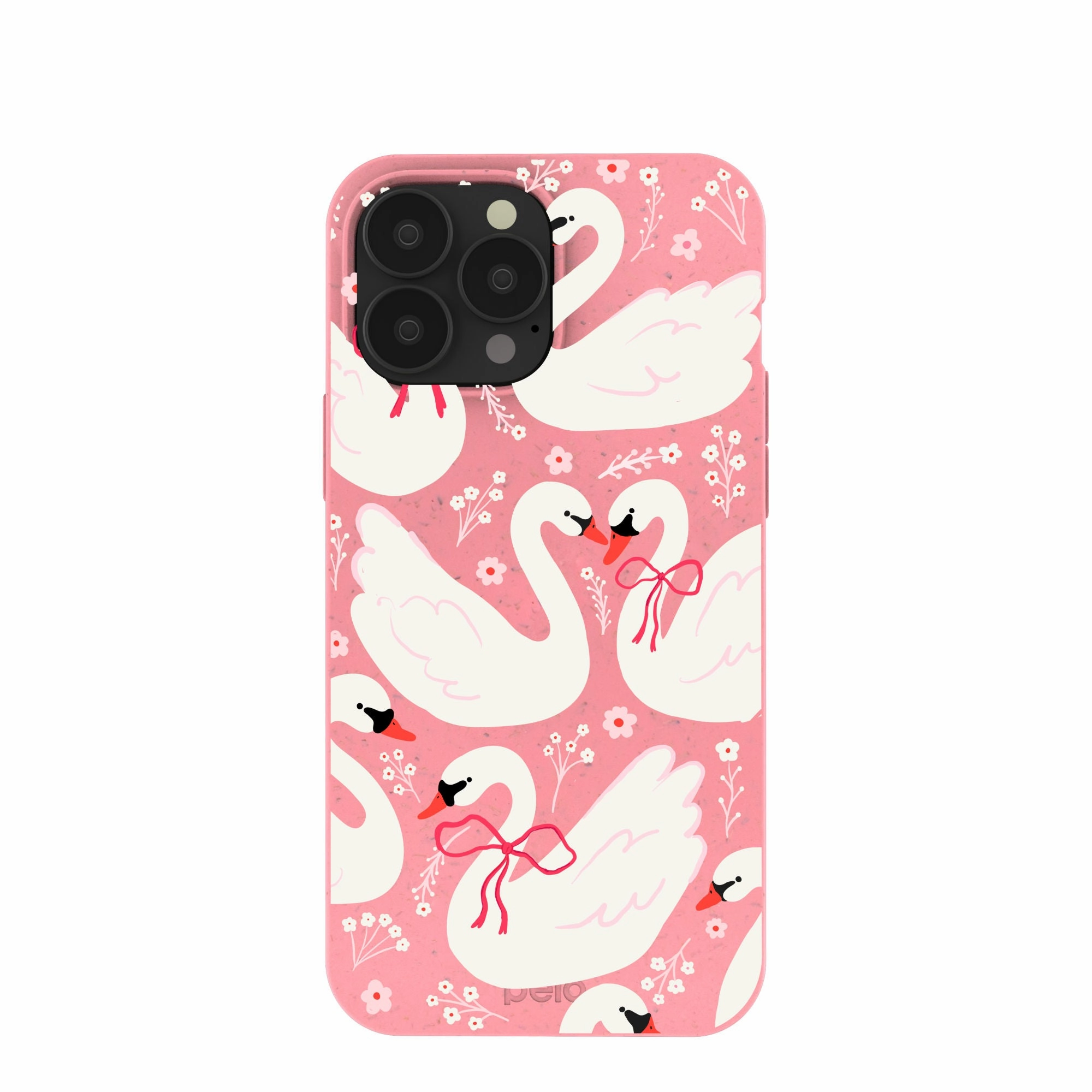 Bubblegum Pink Swan Garden iPhone 13 Pro Max Case Hybrid Edge Finish Smooth Form Texture