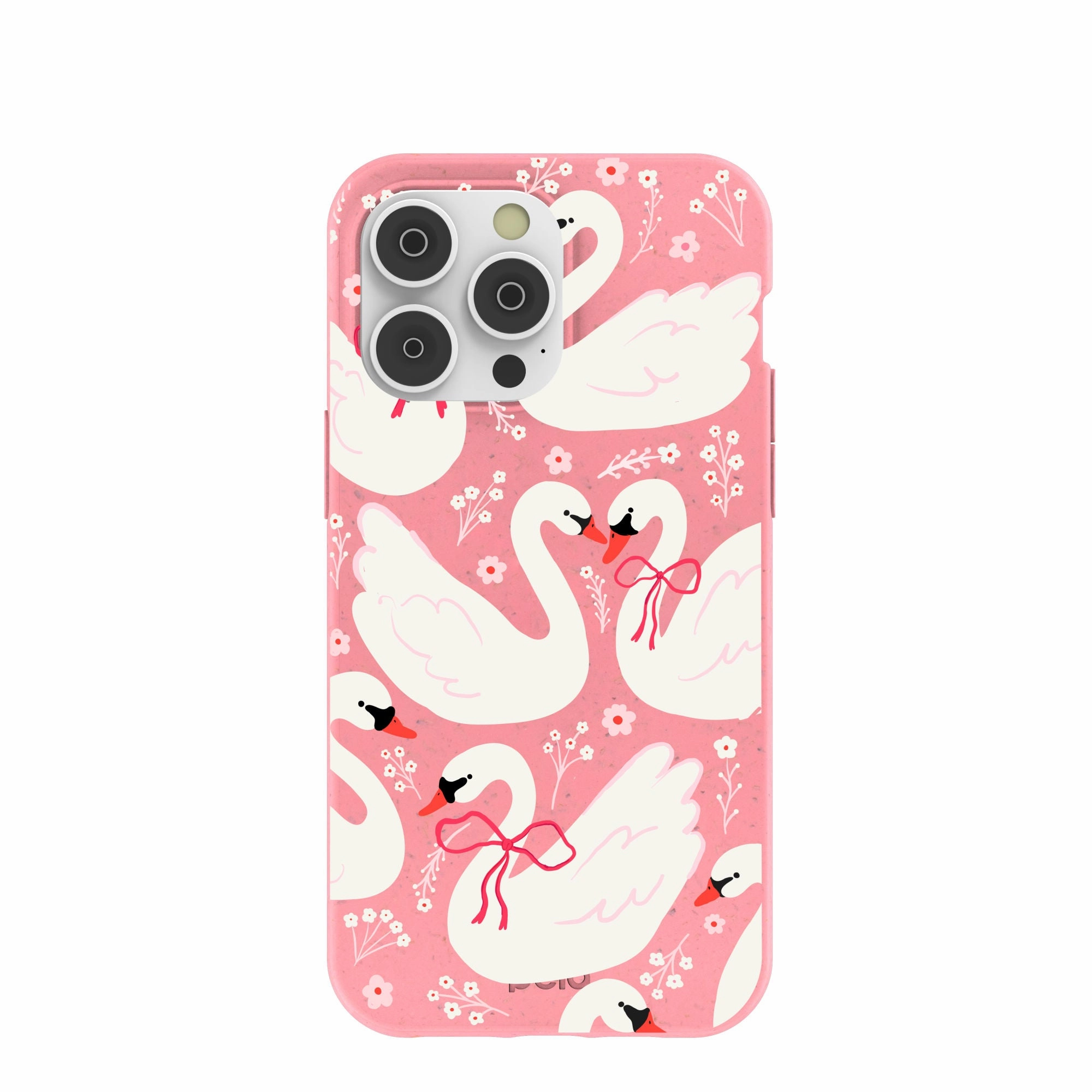 Clear Surface Drop Protection Bubblegum Pink Swan Garden iPhone 14 Pro Max Case