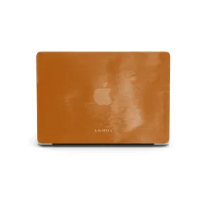 Burnt Orange Aesthetic MacBook Case Elegant Texture Clear Frame