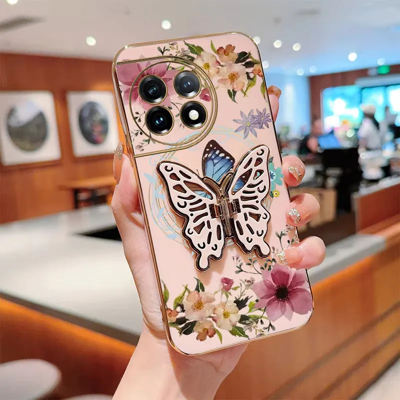 Soft Material Butterfly Flower Plating Bracket Case - OnePlus