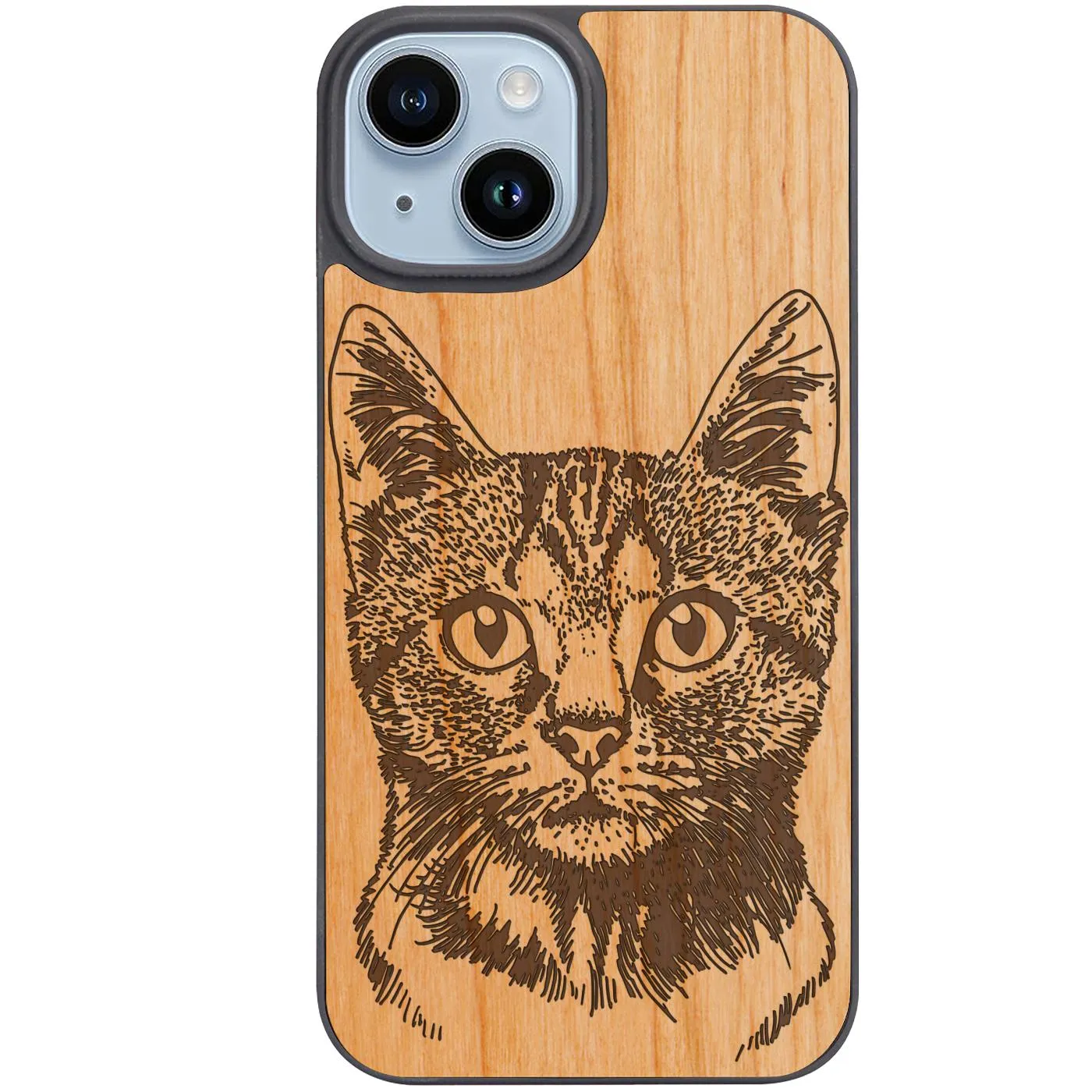 Cat - Engraved Phone Case Hand Friendly Minimalist Aesthetic