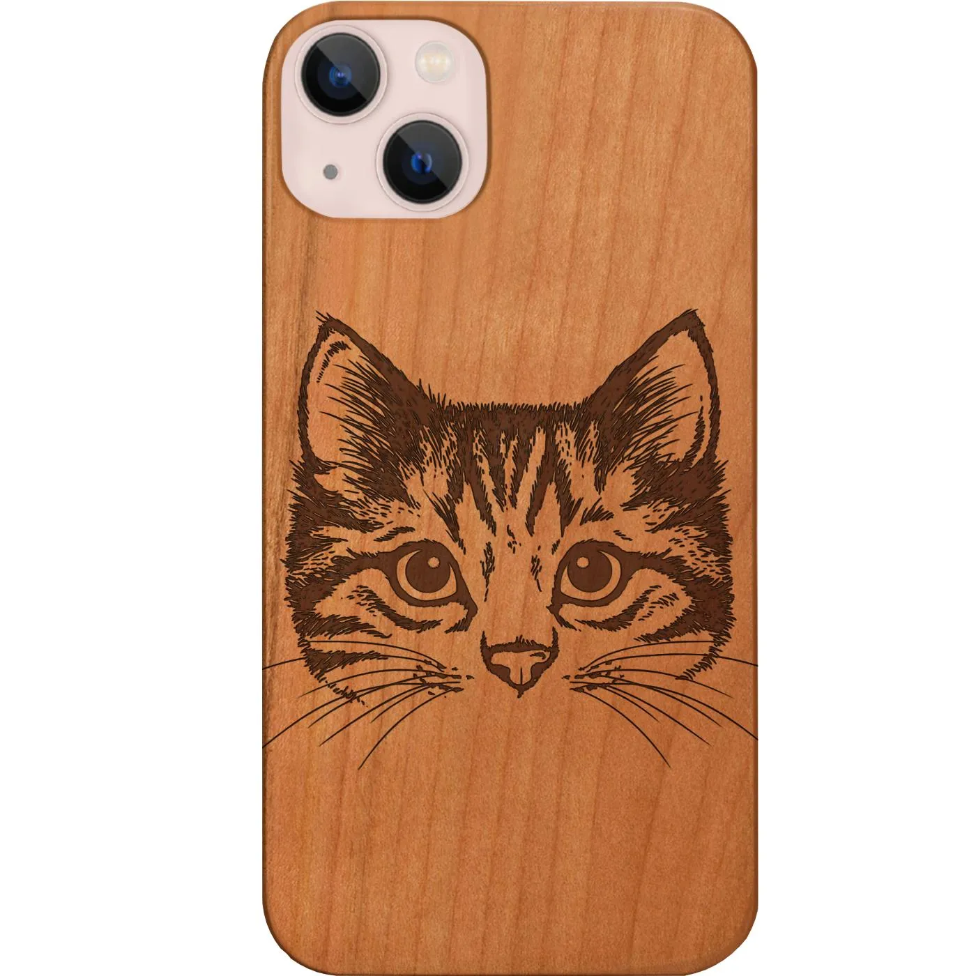 anti fingerprint Protective Detail Cat Head - Engraved Phone Case