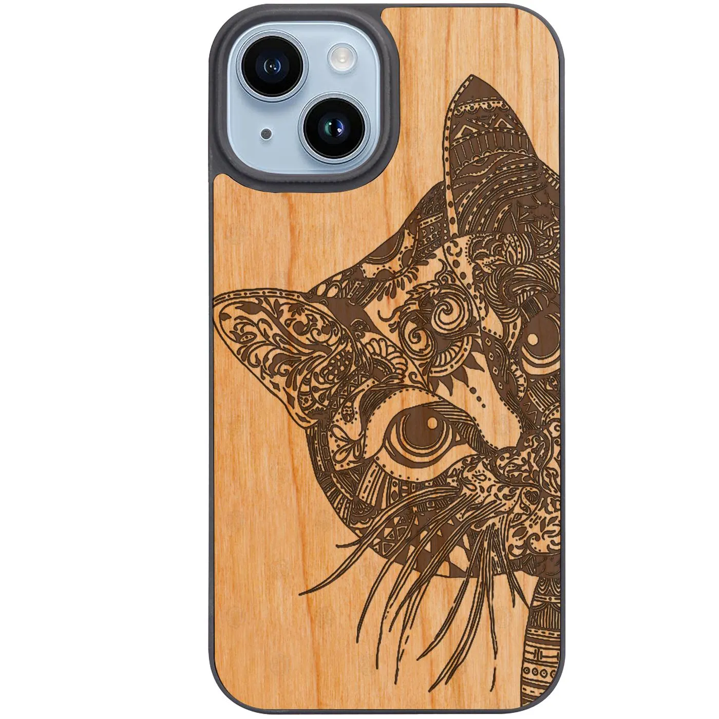 Colorful Finish Cat Mandala - Engraved Phone Case