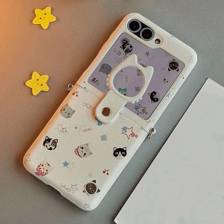 Matte Look Finish Charming Meow Cat Print Case - Samsung
