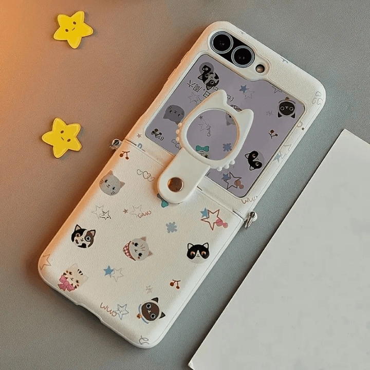 Modern Accessory Sleek Grip Charming Meow Cat Print Case - Samsung