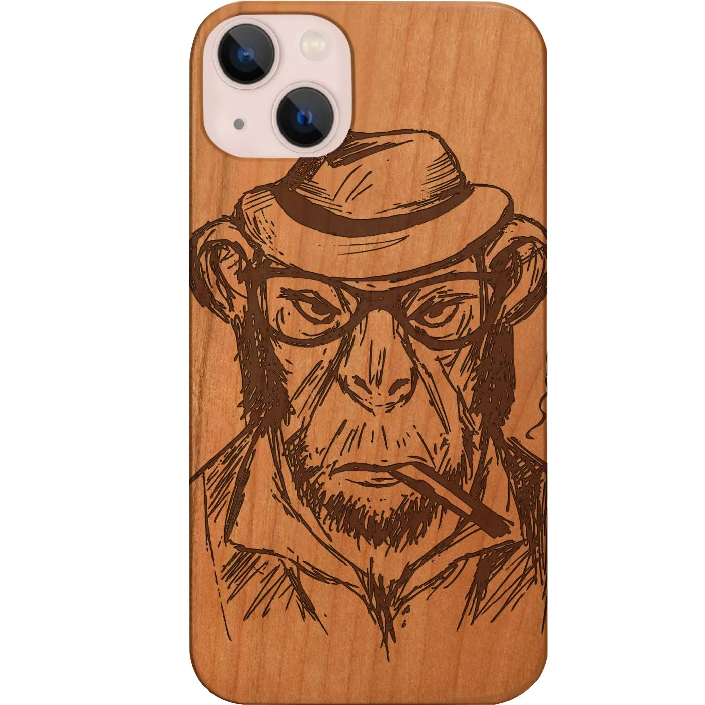 Premium Style Gloss Surface Layer Smoking Gorilla - Engraved Phone Case