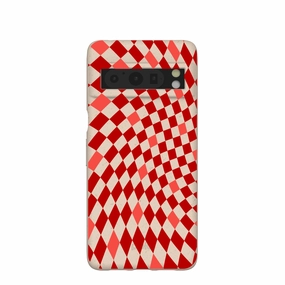 Seashell Red Checks Google Pixel 8 Pro Case High gloss