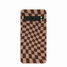 Chocolate Brown Cafe Check Google Pixel 8 Pro Case Luxury Layer Texture Polished Style