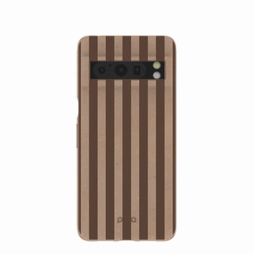 Chocolate Brown Cocoa Stripes Google Pixel 8 Pro Case Durable Grip