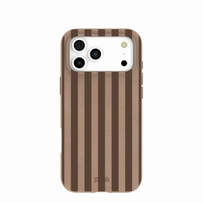 Chocolate Brown Cocoa Stripes iPhone 17 Pro Max Case Soft Build Texture Slim Design