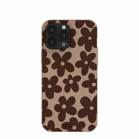 Shockproof Edge Chocolate Brown Earthy Blooms iPhone 13 Pro Max Case