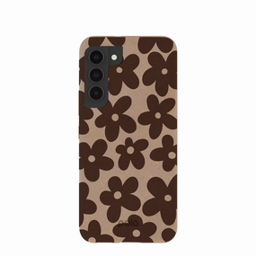 Polished Look Luxury Grip Chocolate Brown Earthy Blooms Samsung Galaxy S22 Case