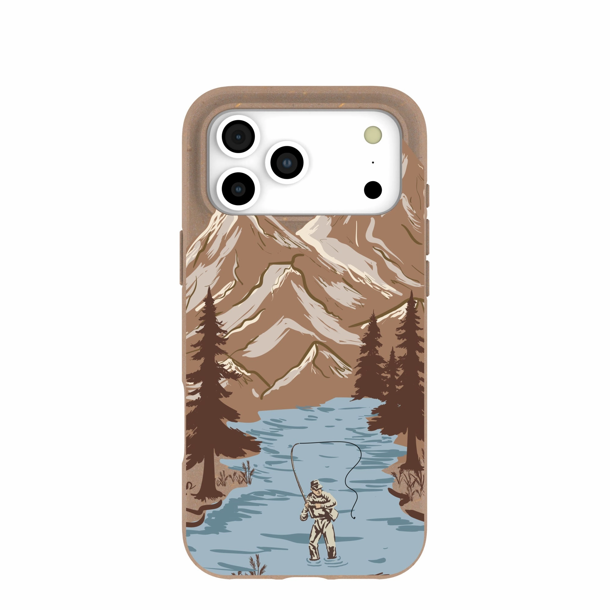 Chocolate Brown Gone Fishing iPhone 17 Pro Max Case Minimal Detail