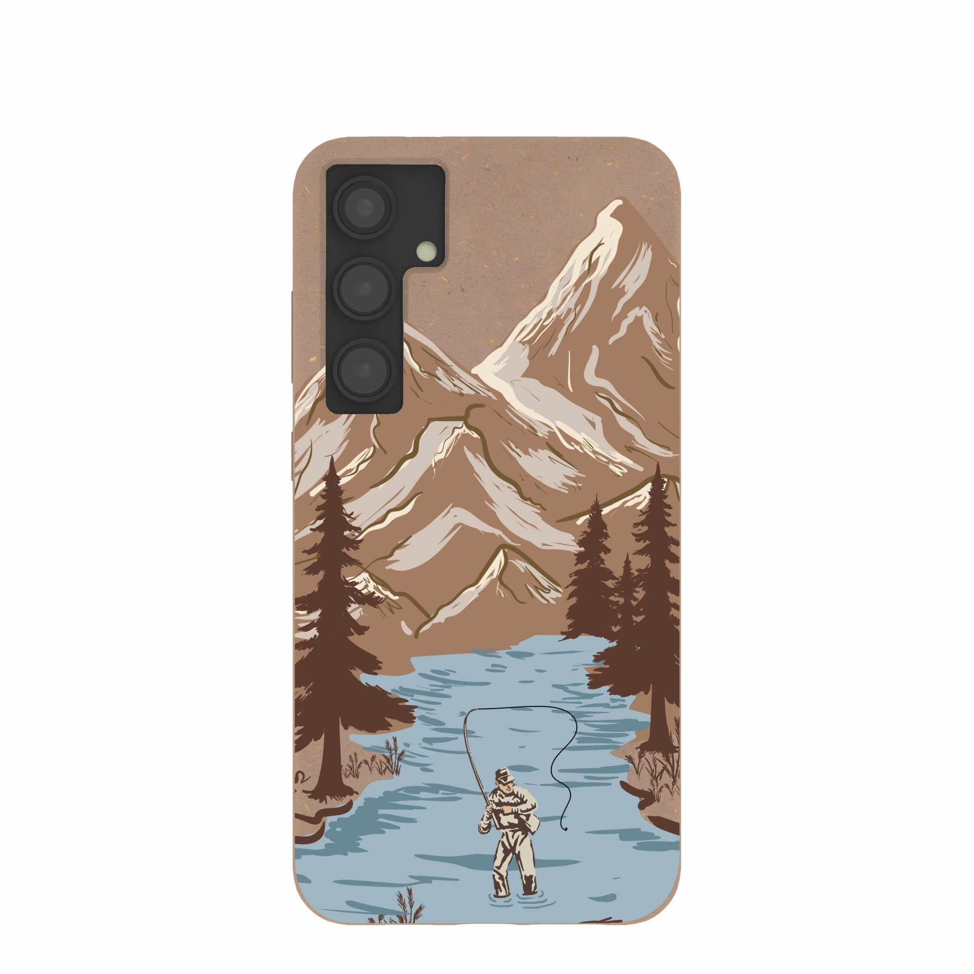 Elegant Detail Chocolate Brown Gone Fishing Samsung Galaxy S24 (Plus) Case