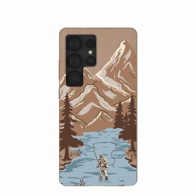 Wireless Charging Compatible Shockproof Frame Chocolate Brown Gone Fishing Samsung Galaxy S25 Ultra Case