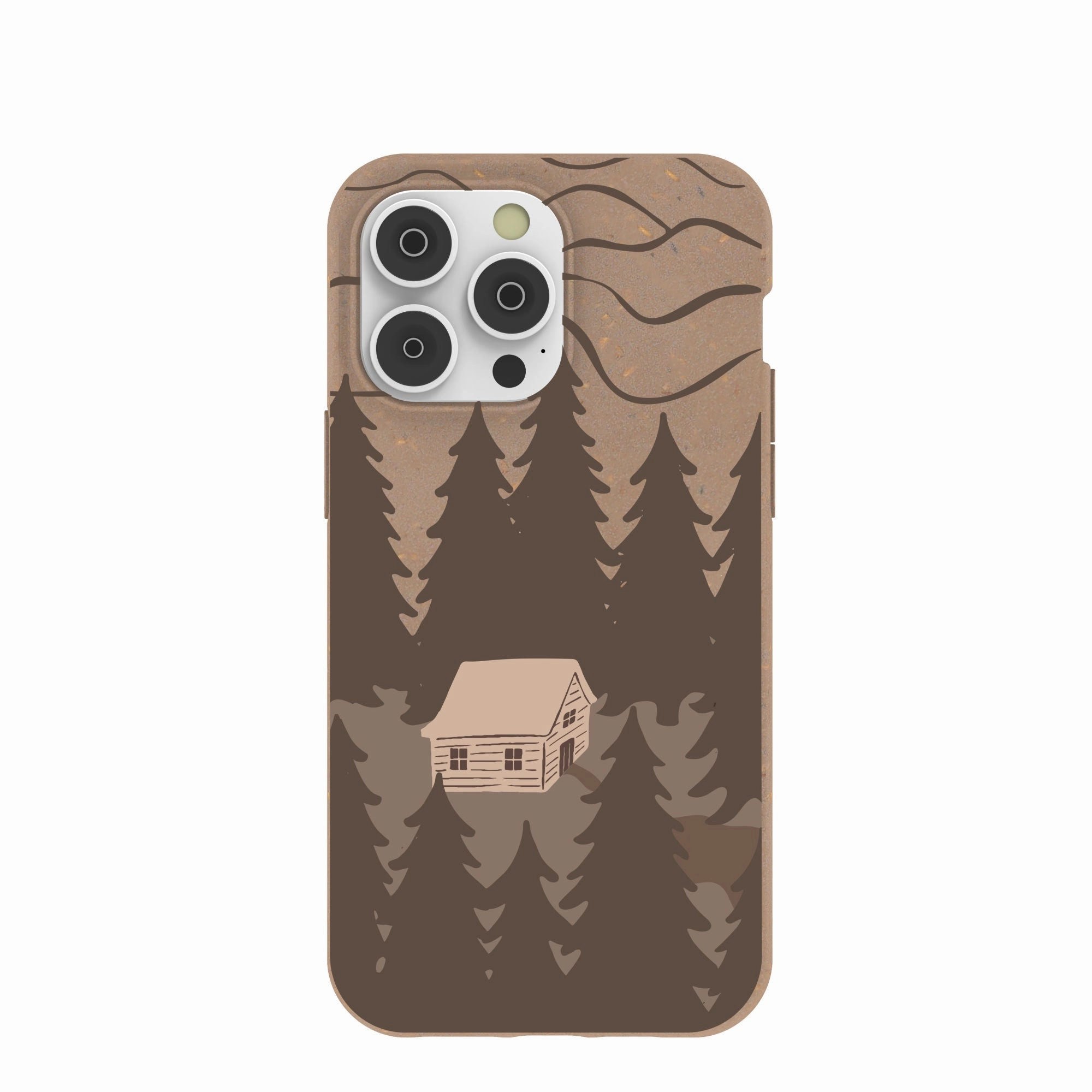 Chocolate Brown Hidden Cabin iPhone 14 Pro Max Case Stylish Cover Impact Guard