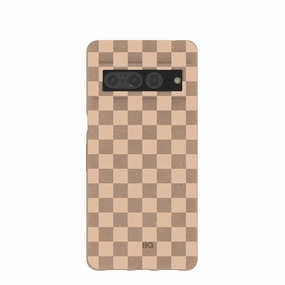 Premium Detail Finish Rugged Build Chocolate Brown Latte Check Google Pixel 7 Pro Case