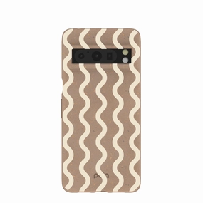 Chocolate Brown Latte Waves Google Pixel 8 Pro Case Impact Cushion Slim Look