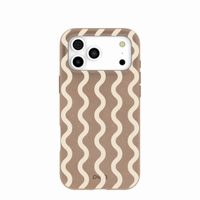 Chocolate Brown Latte Waves iPhone 17 Pro Max Case Shock Cushion