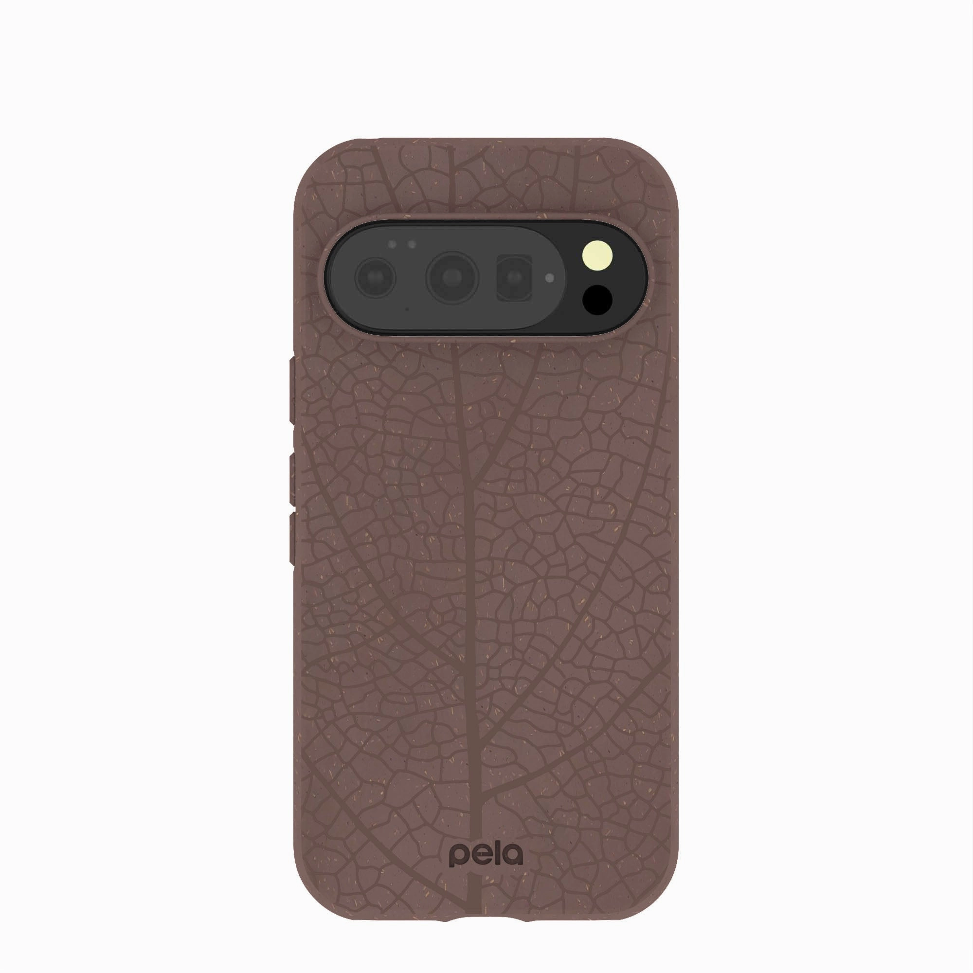 Chocolate Brown Leaf Veins Google Pixel 10/10 Pro Case Smooth Layer Luxury Appeal