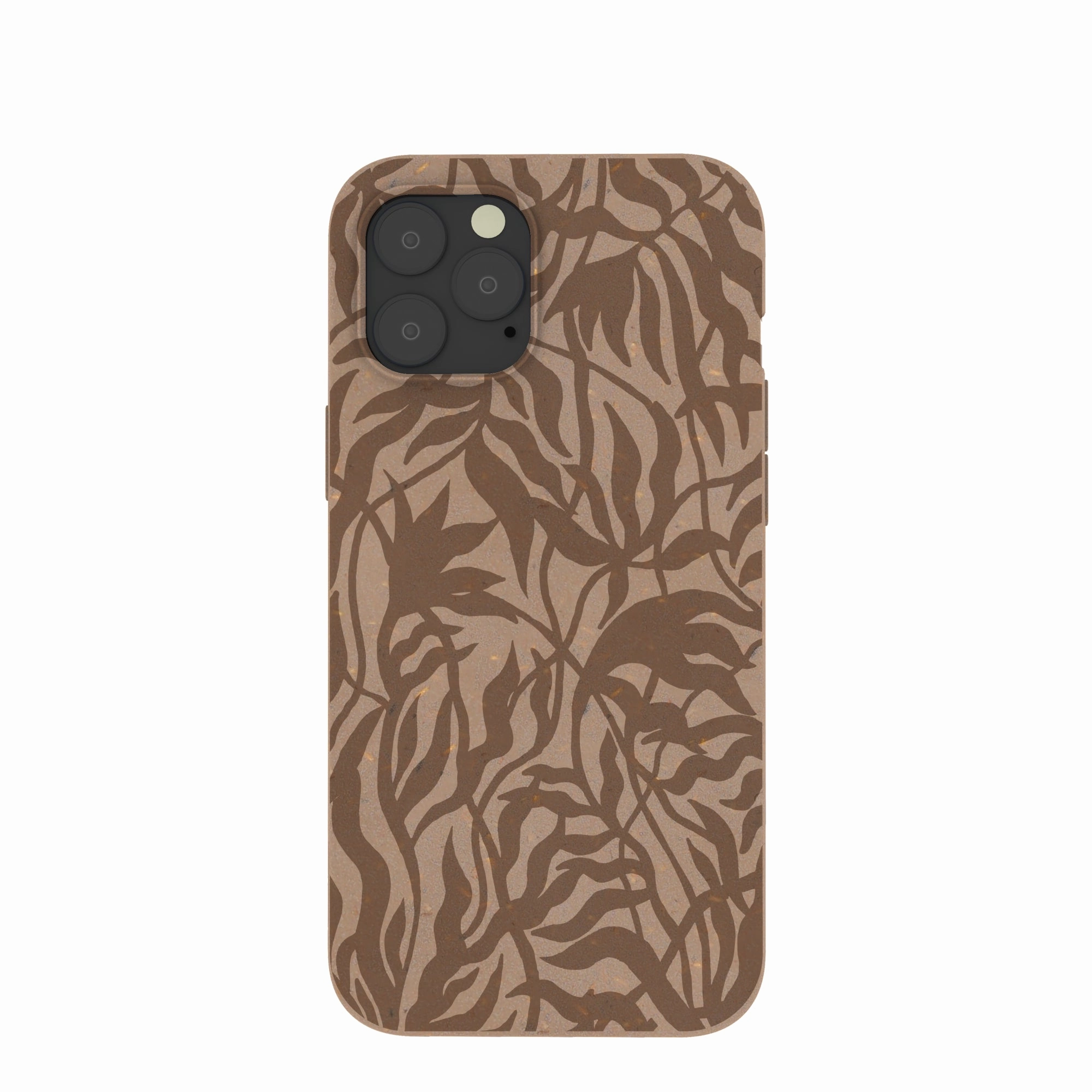 Chocolate Brown Rustic Leaves iPhone 12 Pro Max Case Marble finish