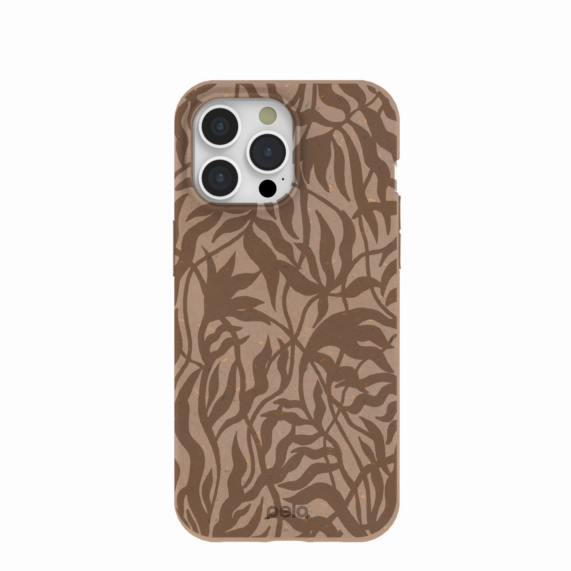 Chocolate Brown Rustic Leaves iPhone 15 Pro Max Case Non slip grip Hybrid Surface Layer