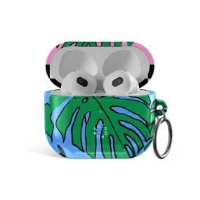 Tropical Leaves AirPods Case durable portable leather airpods shell