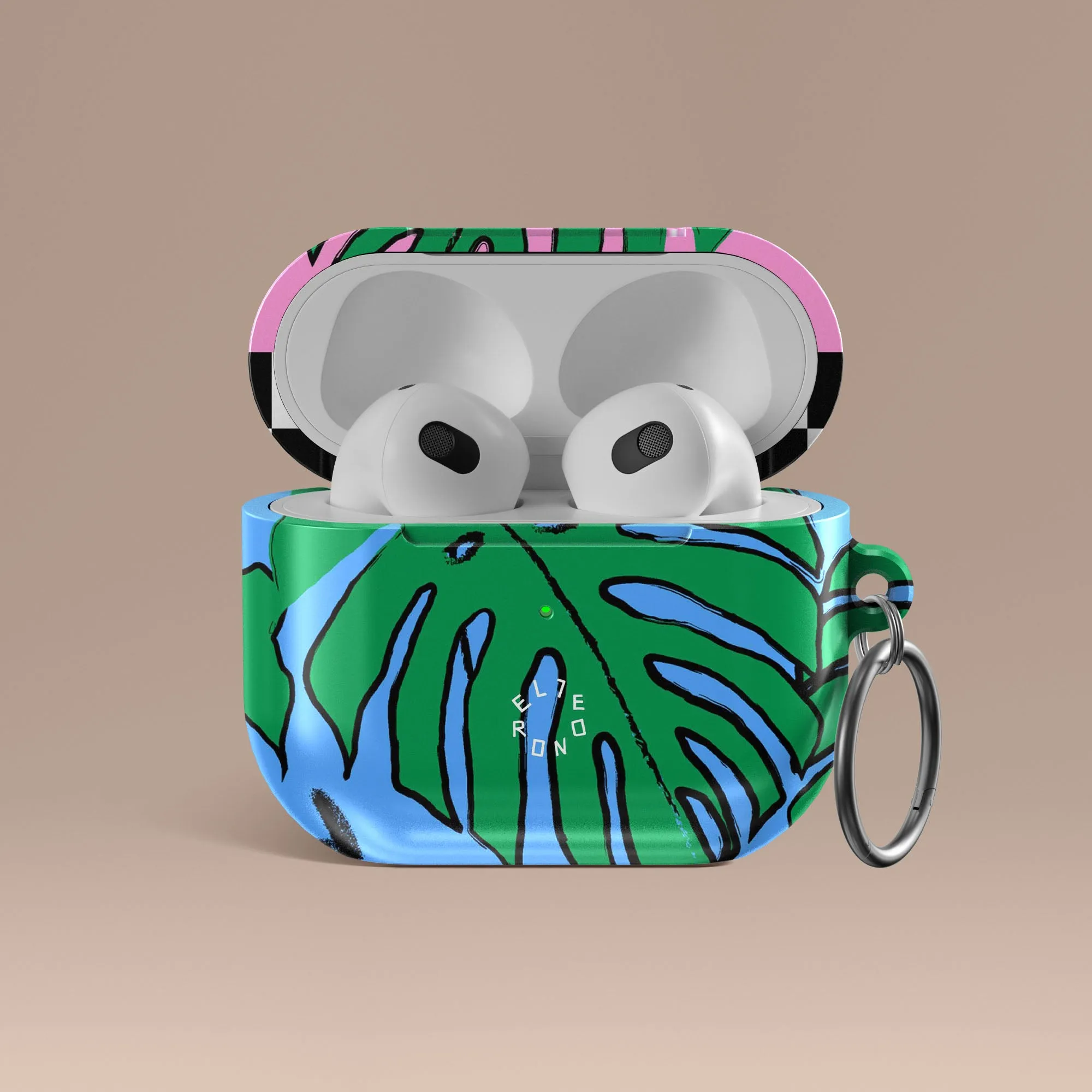 Tropical Leaves AirPods Case Minimal Design Texture