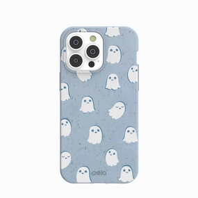 Refined Texture Glossy Pattern Powder Blue Ghostly iPhone 14 Pro Max Case