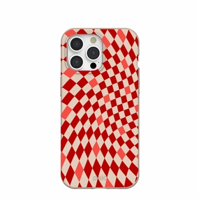 Seashell Red Checks iPhone 15 Pro Max Case Modern Design