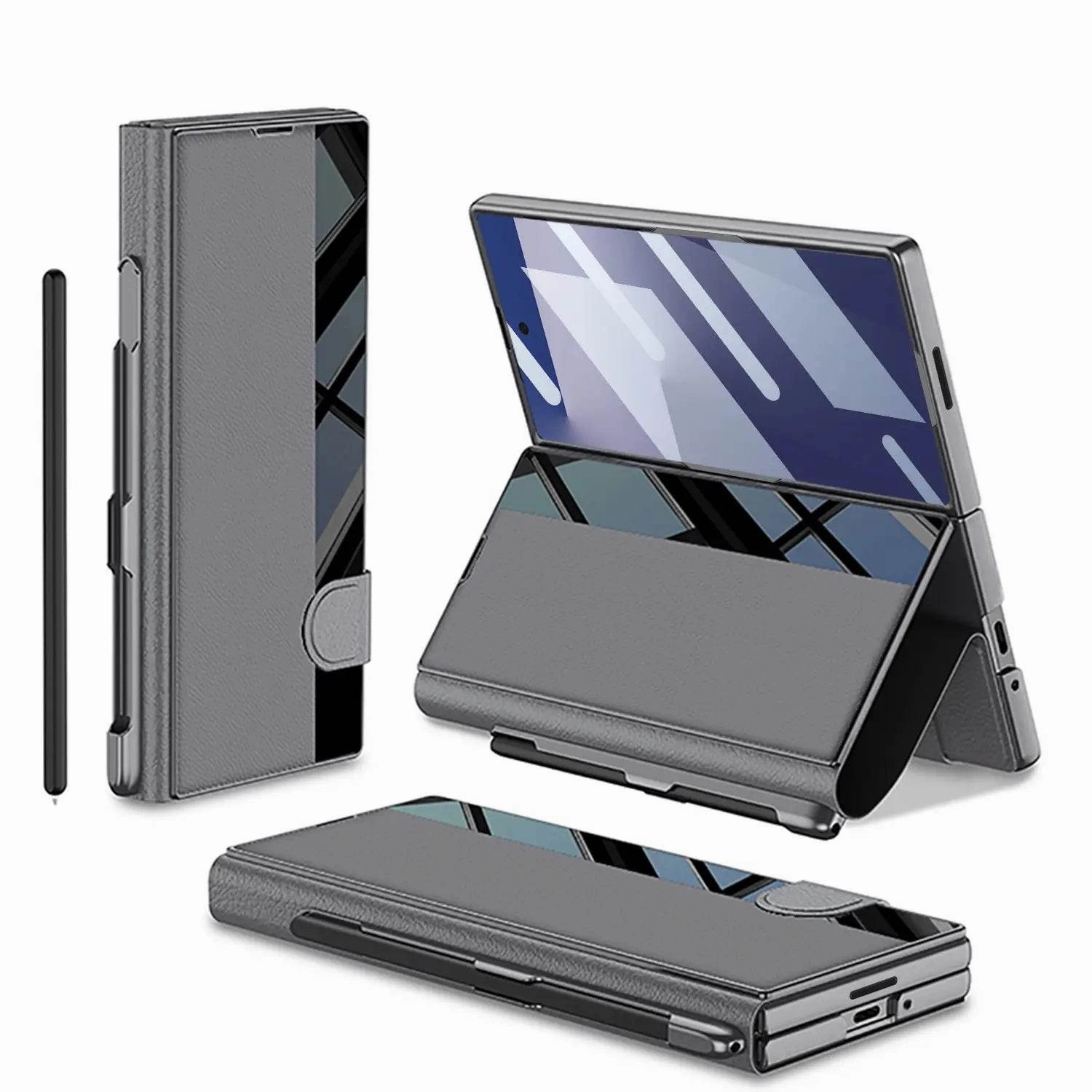 Scratch Guard Durable Design Texture Classic Side Window Leather Case