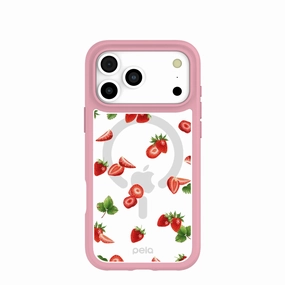Clear Berry Pink iPhone 17 Pro Max Case With Petal Pink Ridge (MagSafe included) Lightweight Build