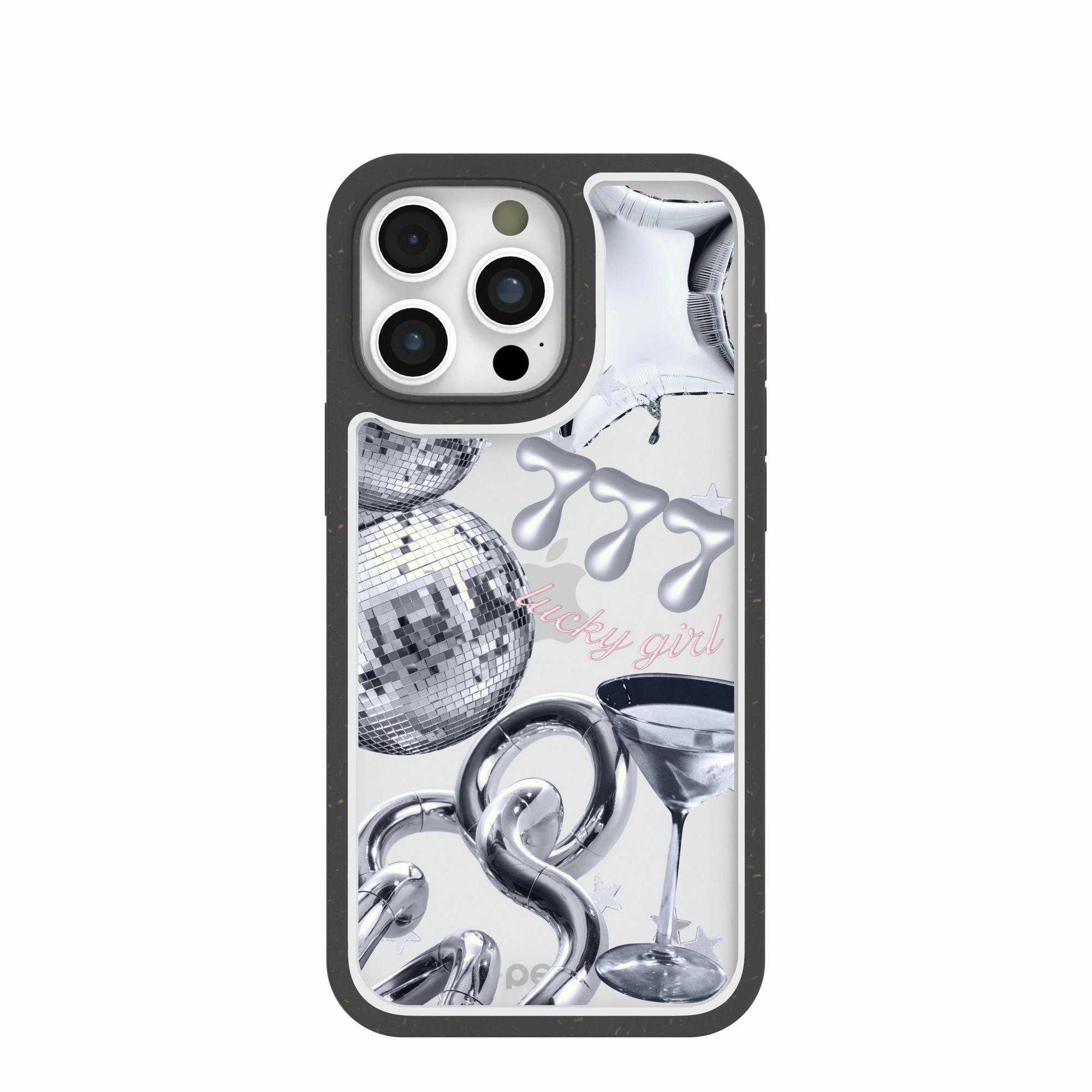 Minimal Surface Layer Gloss Surface Layer Clear Cosmic Luck iPhone 16 Pro Max Case With Black Ridge