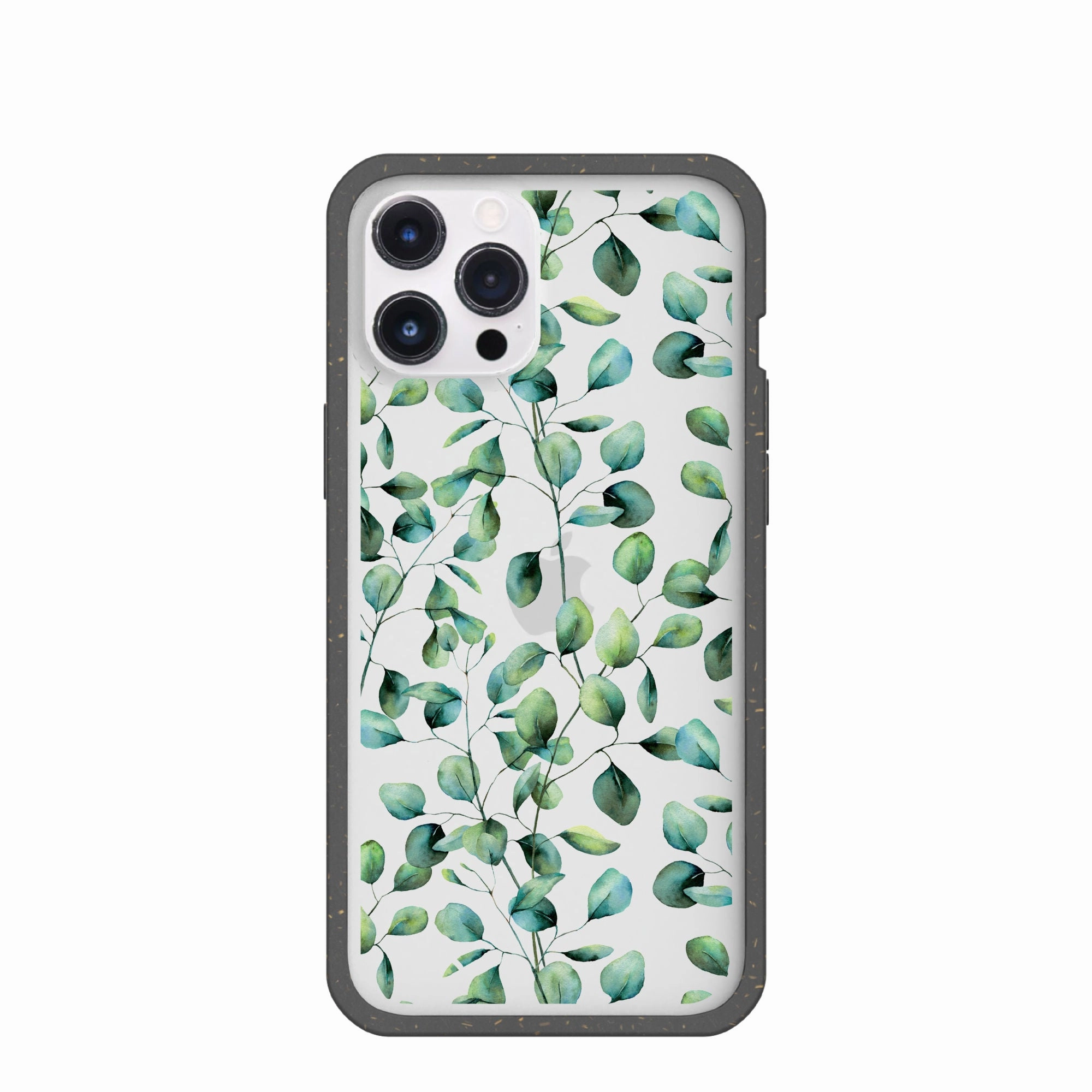 Clear Eucalyptus iPhone 12 Pro Max Case With Black Ridge Trendy Texture Marble Pattern