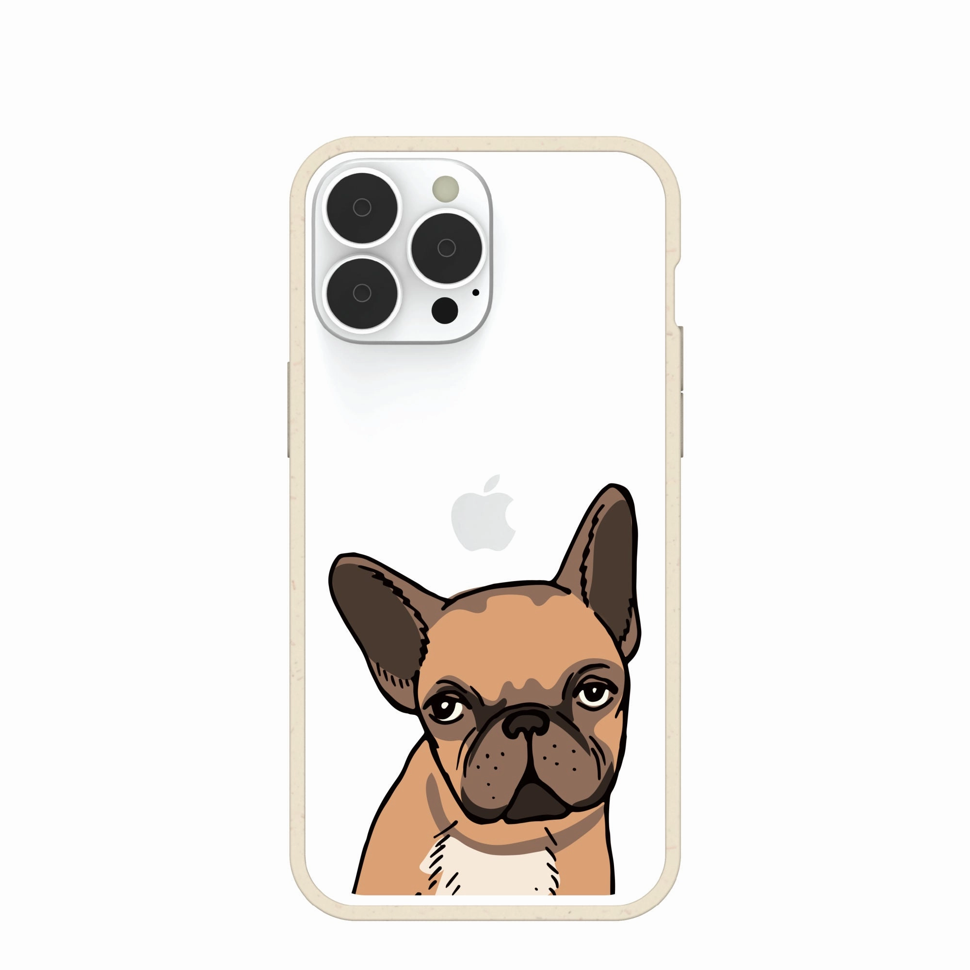 Clear Frenchie Portrait iPhone 13 Pro Max Case With London Fog Ridge Smooth Detail Smooth Shape