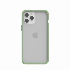 Clear iPhone 12 Pro Max Case with Sage Green Ridge Minimal Detail Light Finish