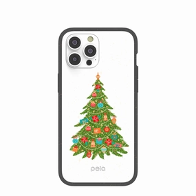 Ergonomic grip Unique Artwork Clear Merry and Bright iPhone 14 Pro Max Case With Black Ridge