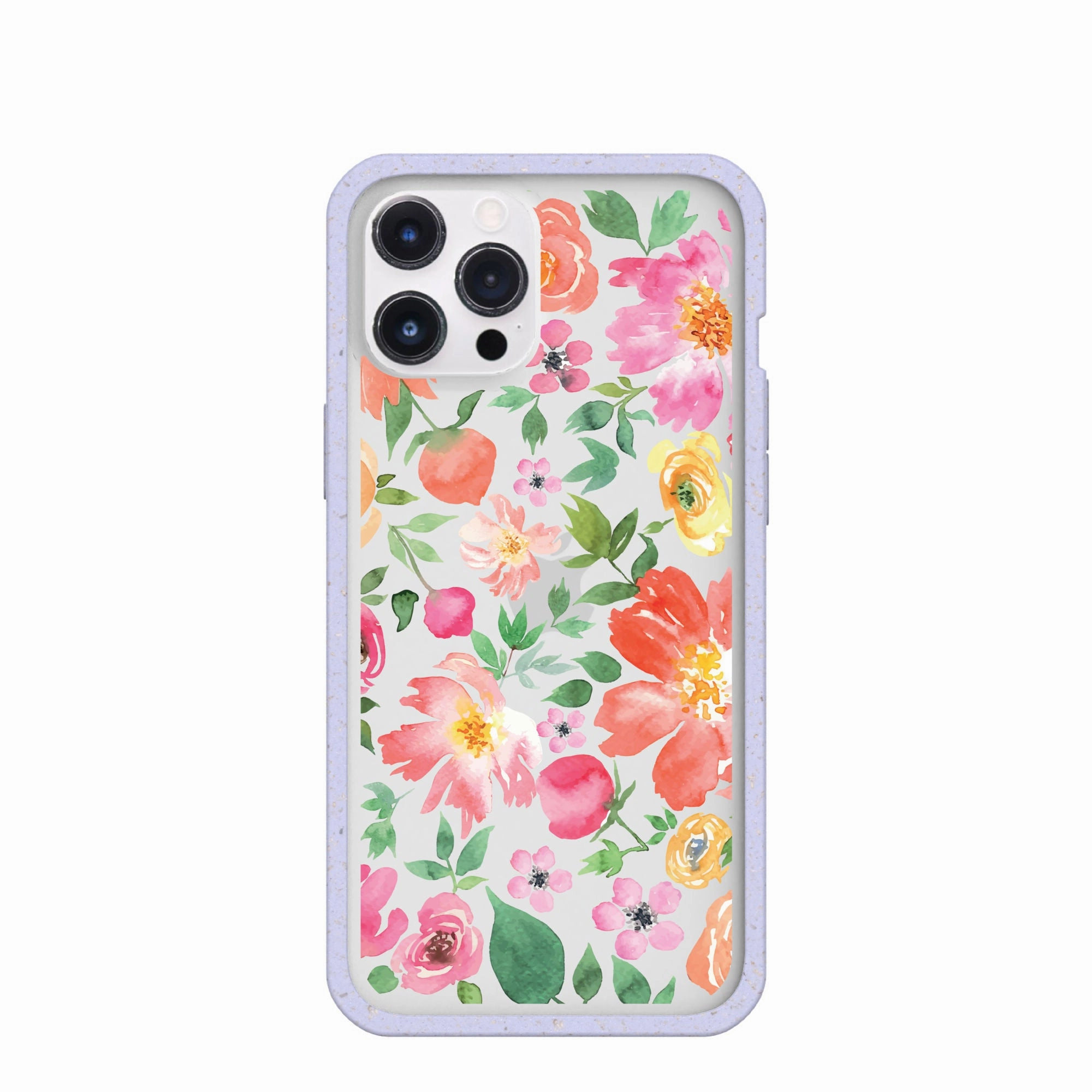 Clear Prairie Florals iPhone 12 Pro Max Case With Lavender Ridge Smooth Edges