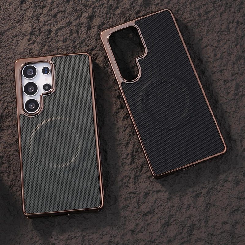 Modern Grip Texture Golden Edge Prime Leather Case