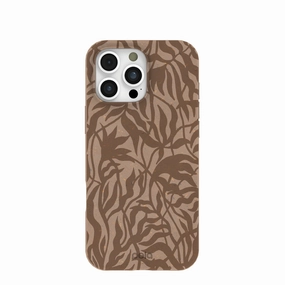 Chocolate Brown Rustic Leaves iPhone 16 Pro Max Case Portable Layer