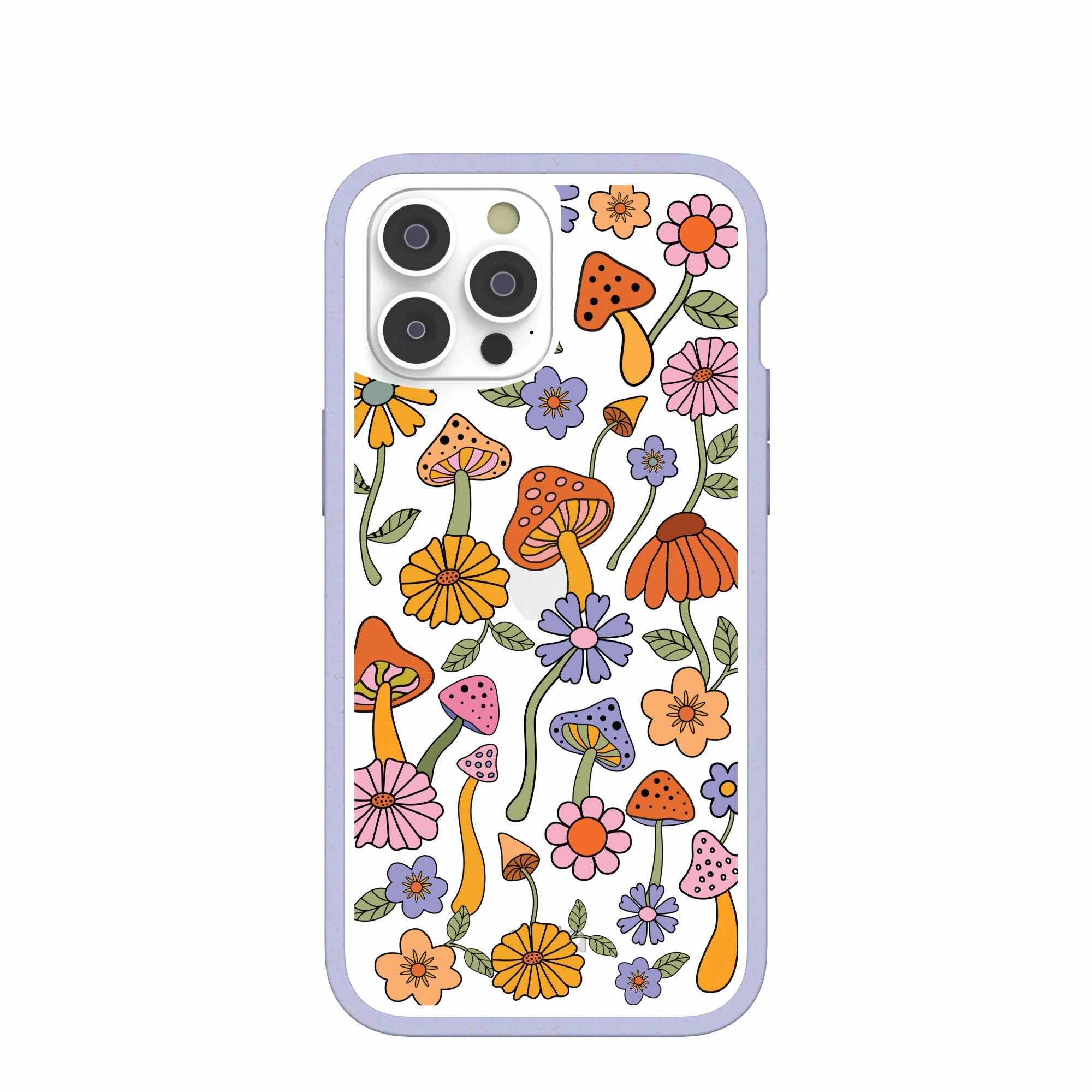 Clear Shrooms and Blooms iPhone 14 Pro Max Case With Lavender Ridge Matte Look
