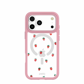 Smooth Lining Clear Summer Berries iPhone 17 Pro Max Case With Petal Pink Ridge (MagSafe included)