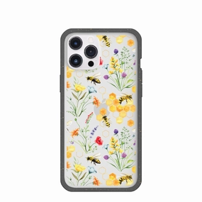 Clear Sweet Bees iPhone 12 Pro Max Case With Black Ridge Soft Material