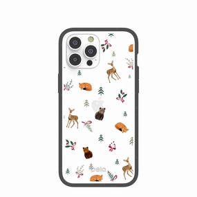 Durable Shell Soft Interior Clear Winter Woodland iPhone 14 Pro Max Case With Black Ridge