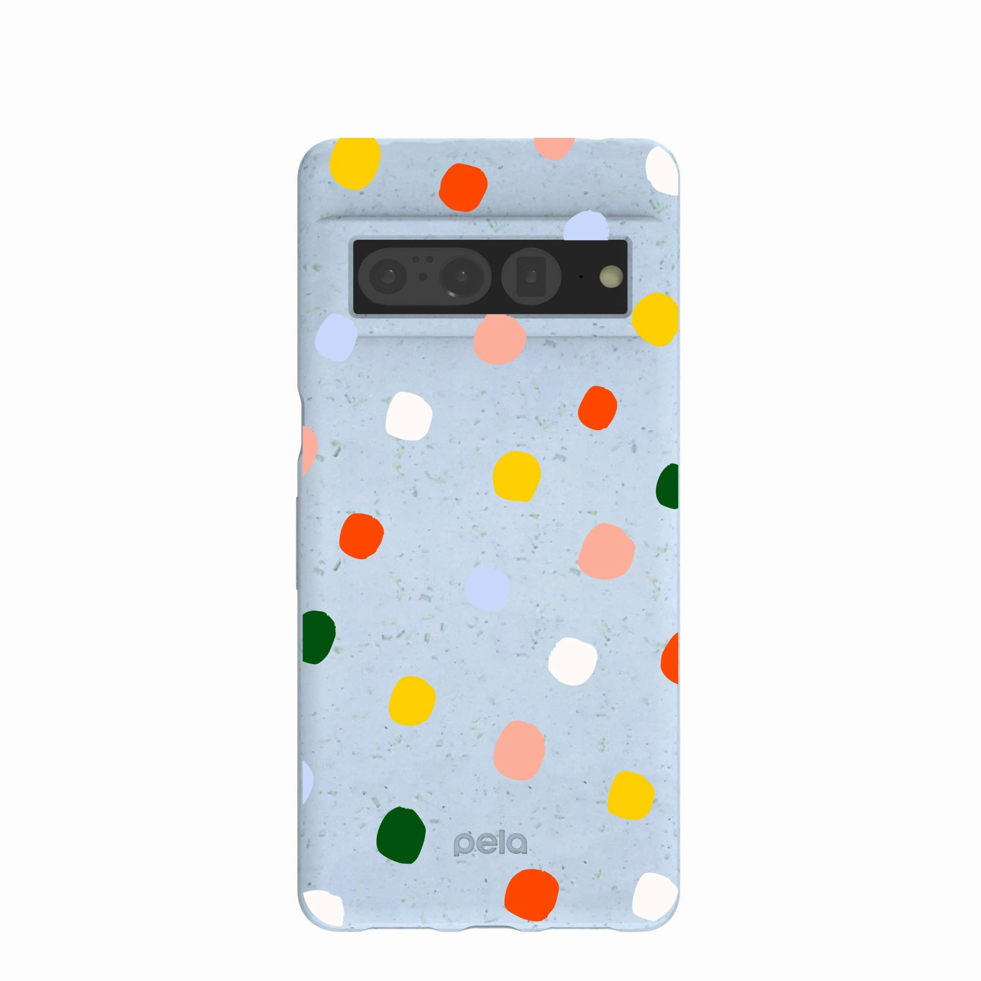 Powder Blue Rainbow Dots Google Pixel 7 Pro Case Shockproof Edge Soft Look Texture