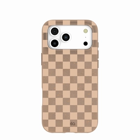 Chocolate Brown Latte Check iPhone 17 Pro Max Case Lightweight Build Quality Button Cover