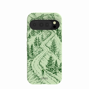 Sage Green Into the Mountains Google Pixel 10/10 Pro Case Hybrid Texture Layer