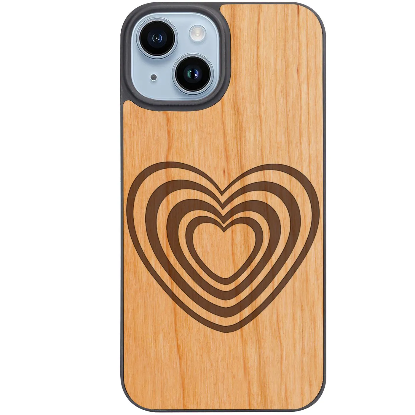 Rugged Design Style Protective Fit Brown Retro Heart - Engraved Phone Case