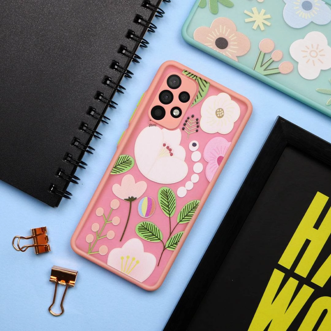 Floral Print Hybrid Matte Anti-shock Case - Samsung 3D Effect