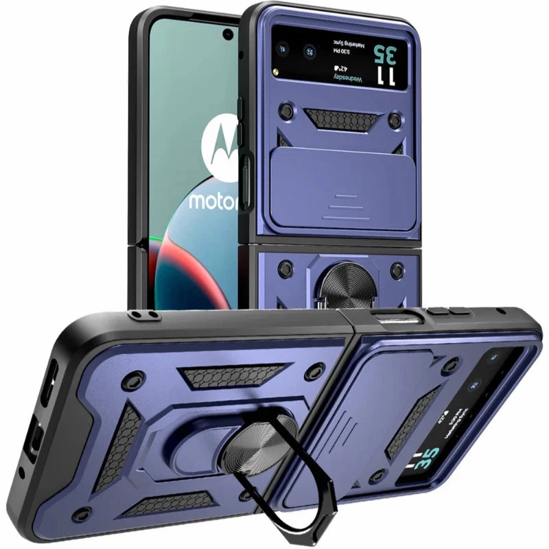 Rugged Look Impact Resistant Motorola Razr 2023/Razr 40 Armor Case with Camera Shutter